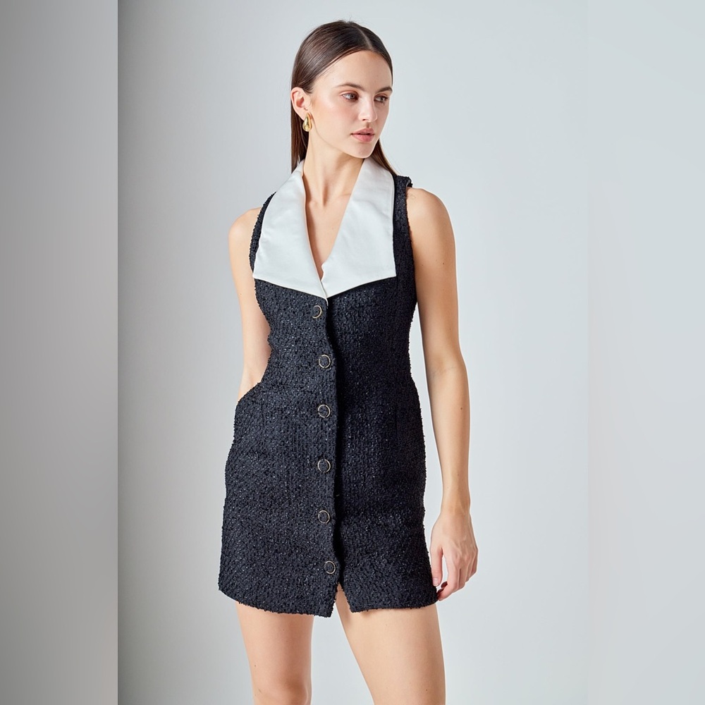 Nwt‎ black endless rose Anthropologie sleeveless tweed dress nwt - Picture 7 of 17